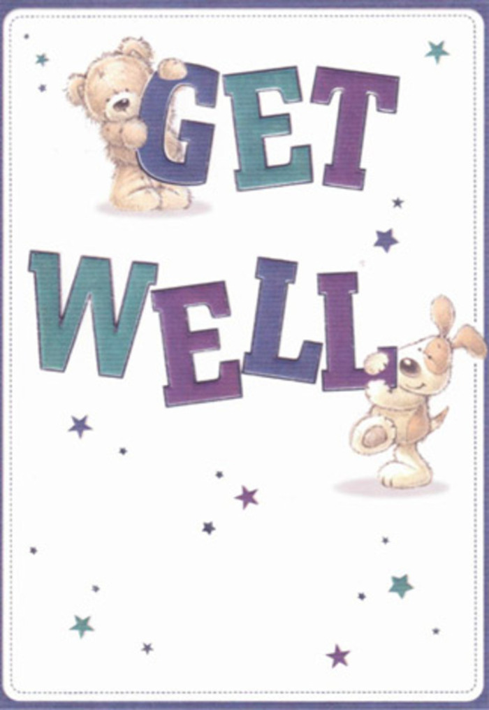 Radiating hope from the quiet corners of Cheam, this illustrated get well card captures the essence of comfort and quiet encouragement through the playful charm of a bear and a puppy. The scene unfolds across a fresh, inviting background, where every detail seems selected with the same intention and artistry as a bespoke bouquet crafted by Cheam Florist. The bear, perching above the luminous letters of 'GET,' and the floppy-eared puppy, snuggled near the sturdy 'WELL,' infuse the card with a sense of nurturing companionship. Their fur appears irresistibly soft-rendered in gentle brushwork that feels almost touchable, much like the downy petals of a seasonal peony or hydrangea. Surrounding them, a scattering of stars in regal purples and teals pirouette across the card, evoking the uplifting energy and renewal that blooms bring to homes along Park Road and through every leafy stretch of Cheam. The typography, bold and confident, rises with a clear, reassuring voice-its colours and scale promising that better days are on the way. Every component, from glimmering stardust to the warmth in the animals' eyes, weaves together a quiet symphony of support and care, creating the ideal gesture to lift a loved one's spirits whether shared with a fresh bouquet or thoughtful gift. It's a card as sincere as the Cheam community, promising comfort, friendship and a gentle path to healing.