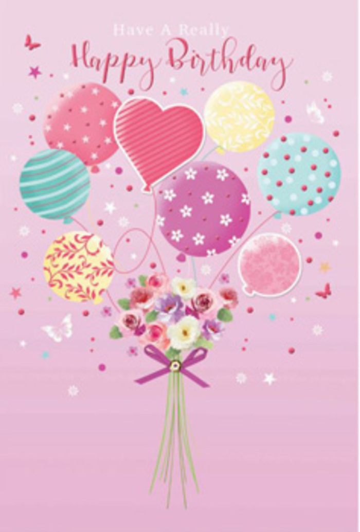 This birthday artwork feels like a small celebration captured in mid-air, drifting just above the rooftops around Cheam station. The scene is set against a soft pink backdrop, calm and inviting, allowing the colours of the design to gently glow. A cluster of pastel balloons rises from a tidy bouquet of flowers, turning the arrangement into a playful floating garden. Each balloon tells its own story: one is brushed with pale sunshine yellow, another washed in sea green, others blend rosy fuchsia and lavender in hazy, watercolour-like swirls. Some are decorated with tiny polka dots that scatter across the surface, others carry delicate ribbon stripes that curve and spiral as though caught in a light breeze. Tucked among them, a heart-shaped balloon hints at affection and cherished wishes. At the base, the hand-tied bouquet features petite roses and daisy-like blooms, their velvet petals shaded from cream to soft rose, as if touched by the first light over Nonsuch Park. The flowers are gathered neatly, their stems hugged by a shimmering purple bow that looks like a satin ribbon carefully tied by an experienced local florist. Soft light spills across the composition, catching the glossy sheen of the balloons and the subtle contours of each petal, creating a gentle depth and quiet radiance. Tiny star-like specks and whimsical butterfly shapes hover here and there, as if the scene is part garden party, part daydream. Together, the balloons, flowers, and fluttering details create an impression of gentle jubilation-a birthday greeting designed to make the recipient feel truly seen, loved, and celebrated in the heart of Cheam.
